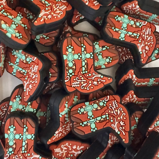 Decorative brown western boot