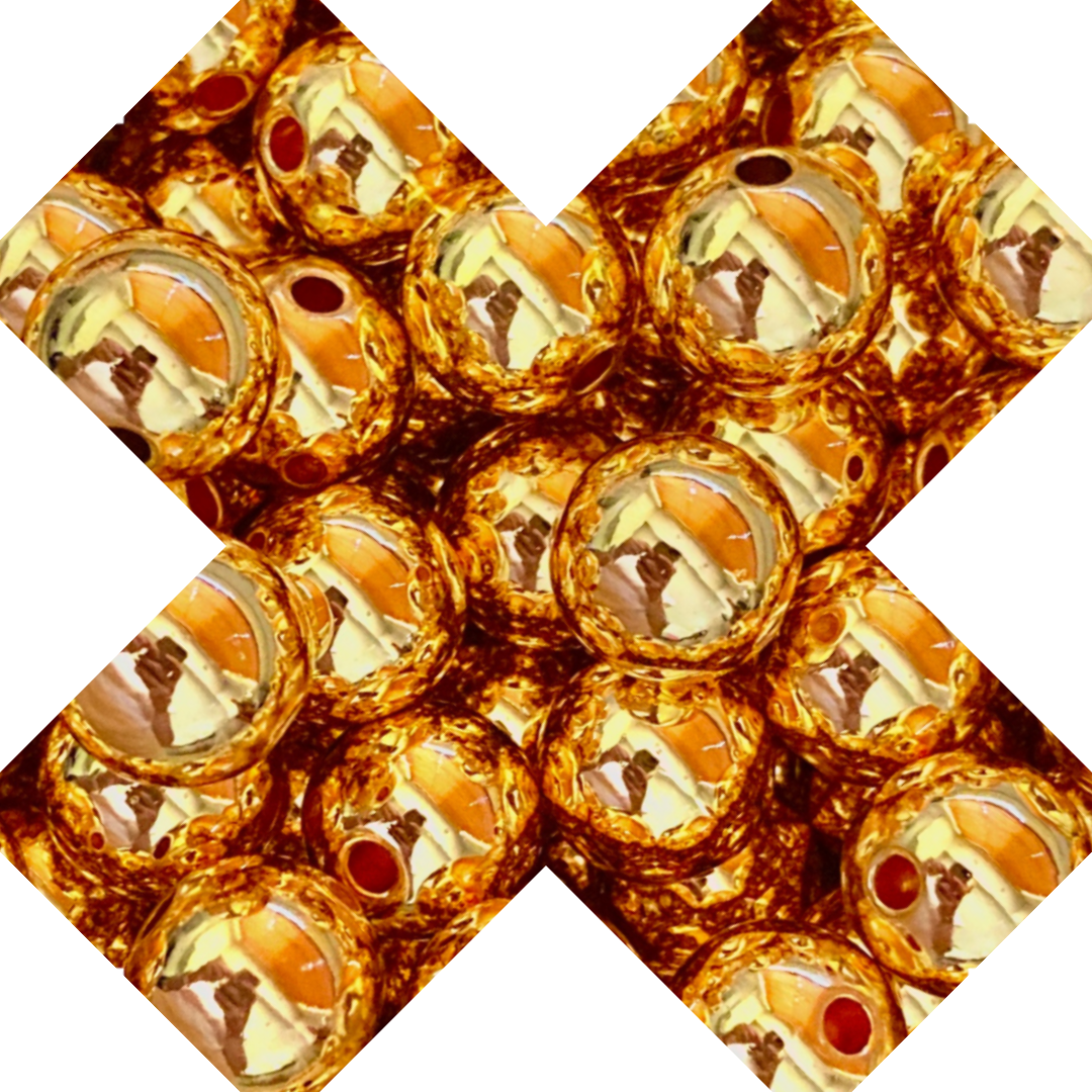 *BLEMISHED* 16MM ROUND ACRYLIC BEADS - GOLD LARGE HOLE