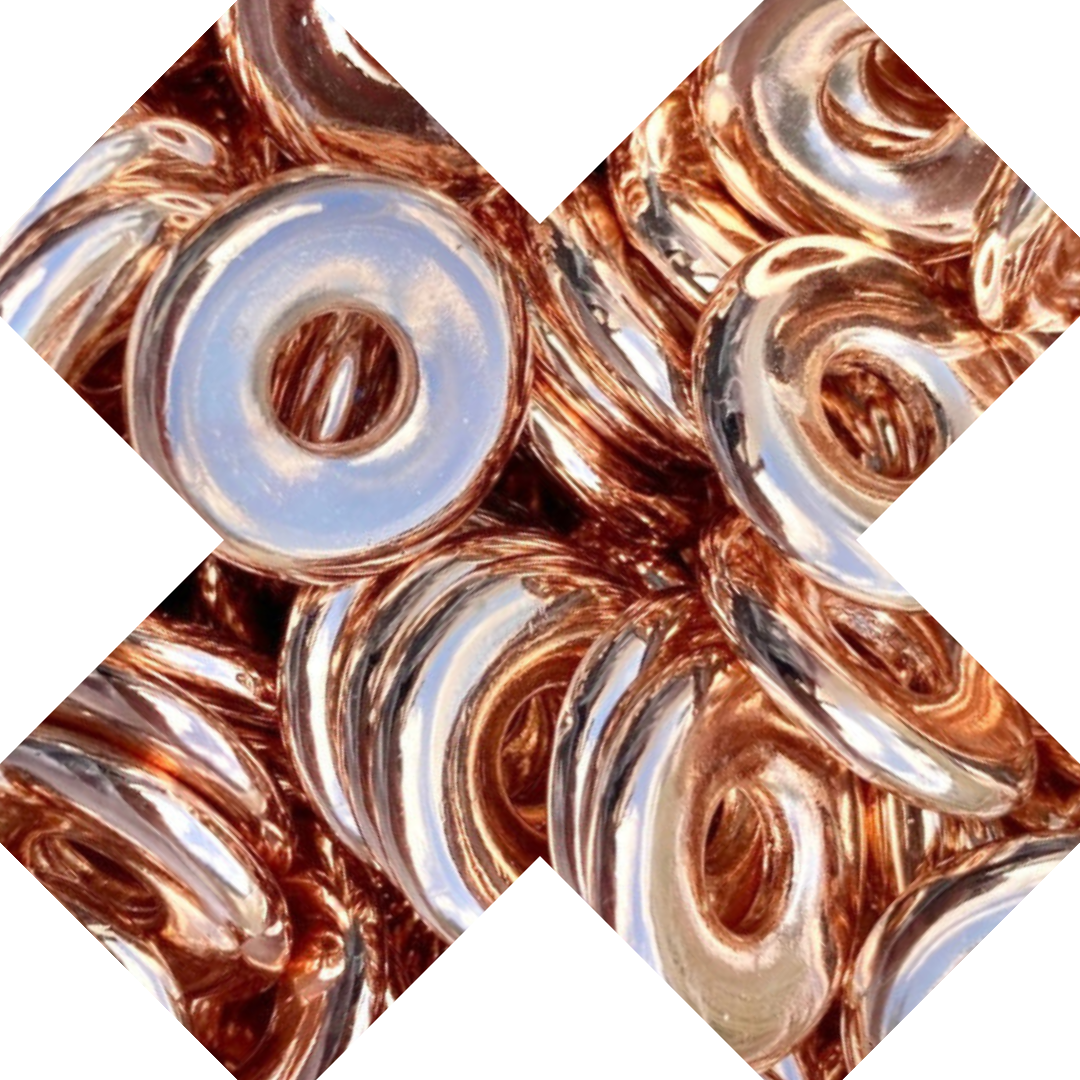 BLEMISHED 20MM FLAT COIN ACRYLIC SPACER BEADS ROSE GOLD