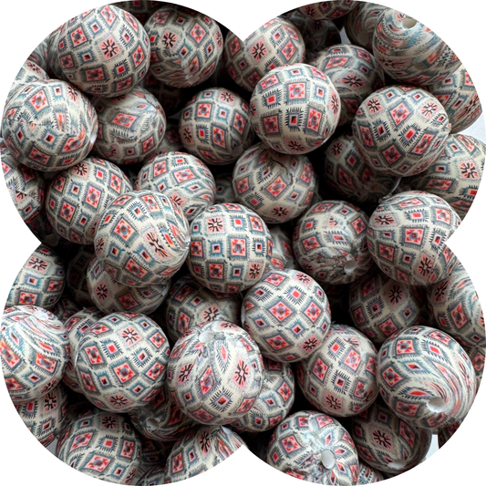 15mm Round - Red Aztec