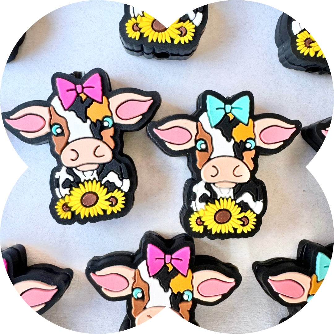 Sunflower Cow Silicone Bead