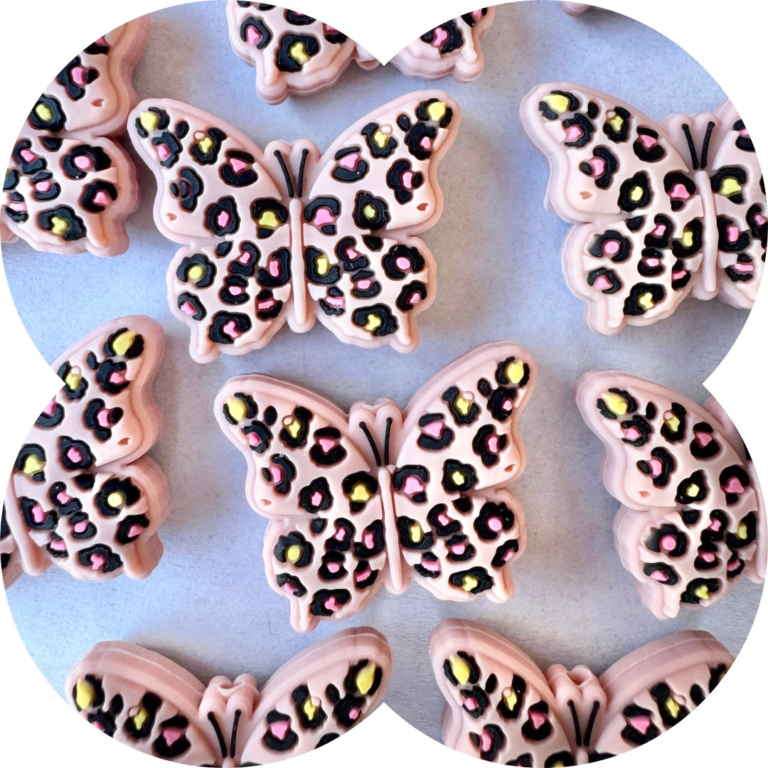 Leopard Butterfly Silicone Bead