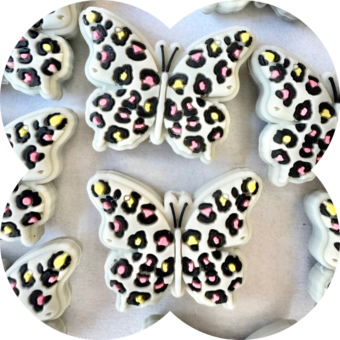 Leopard Butterfly Silicone Bead