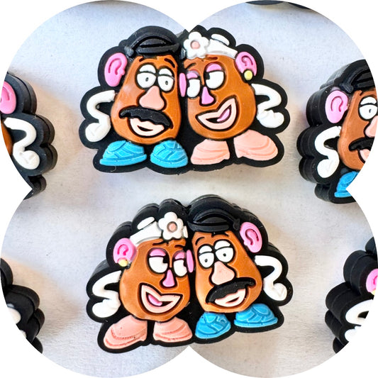 Mr & Mrs Potatoe Head Silicone Bead