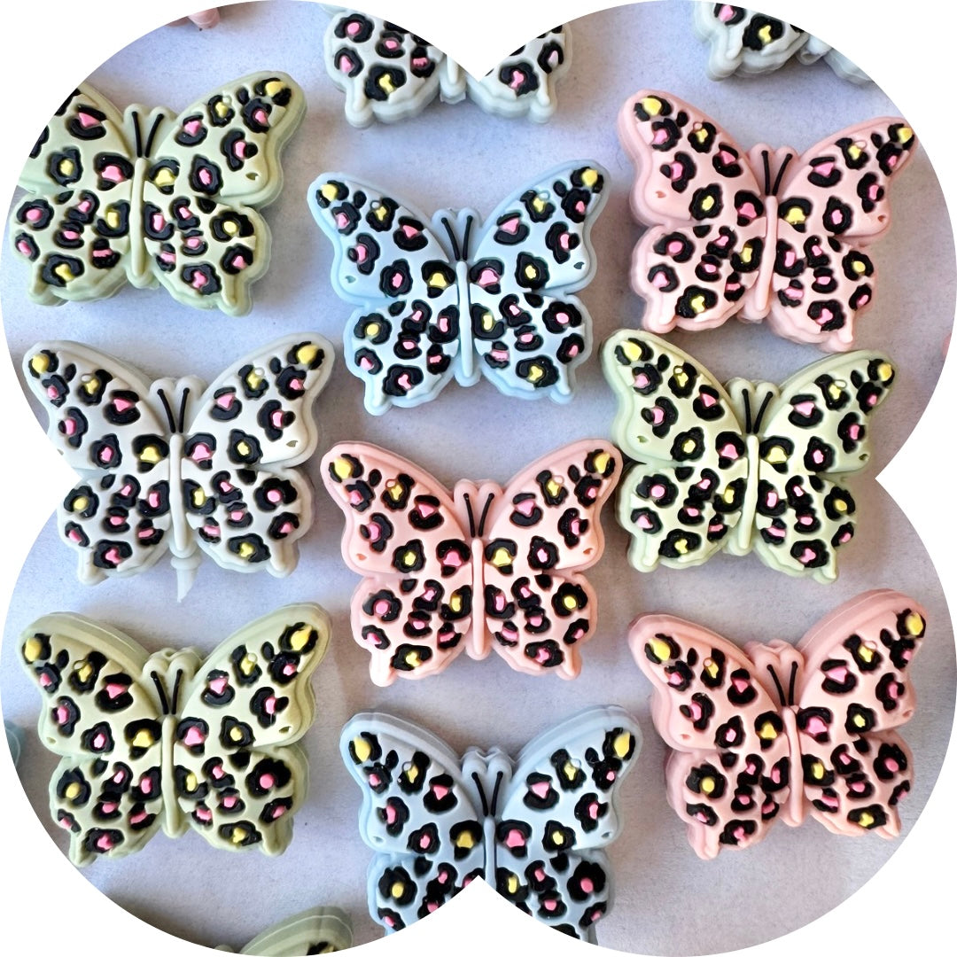 Leopard Butterfly Silicone Bead