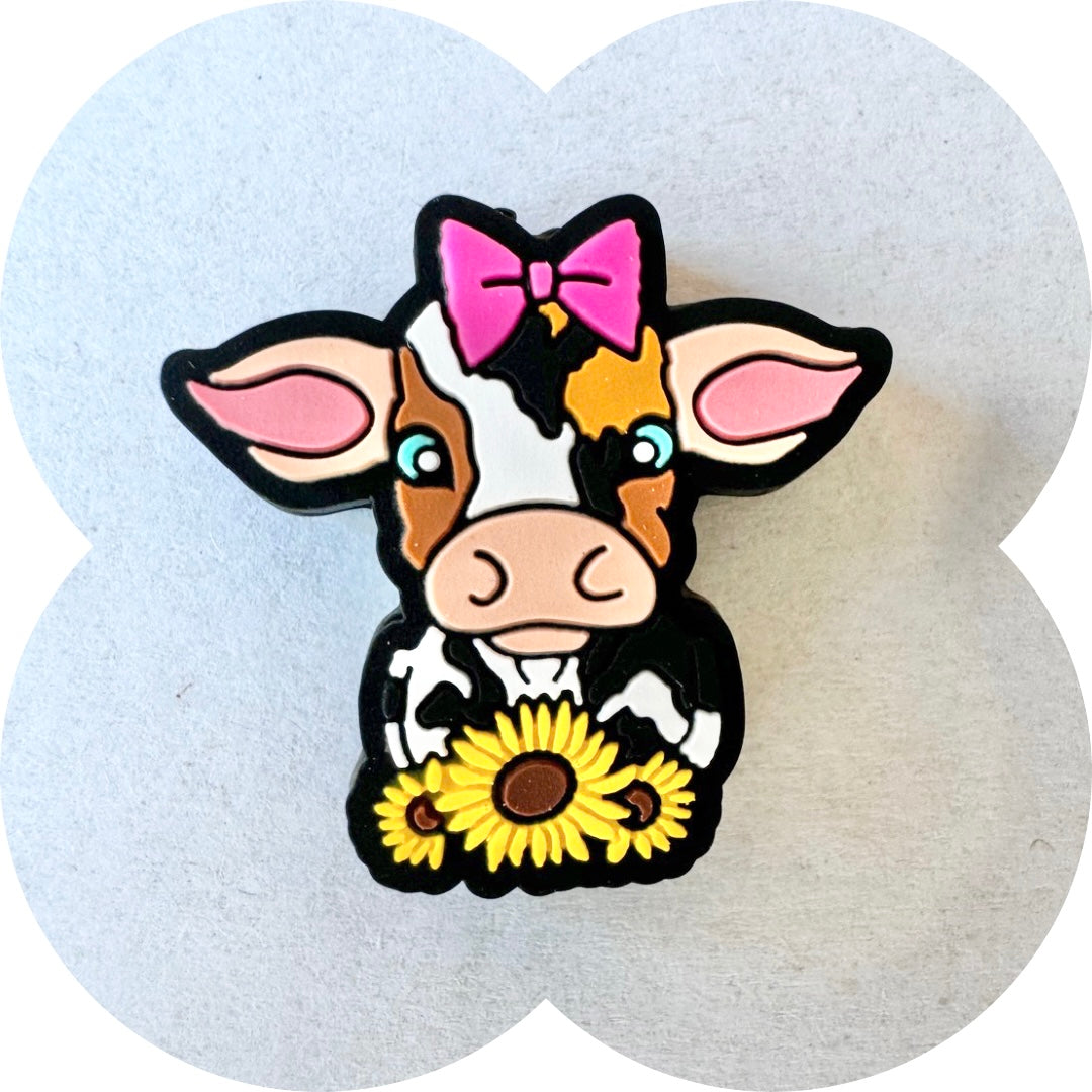 Sunflower Cow Silicone Bead