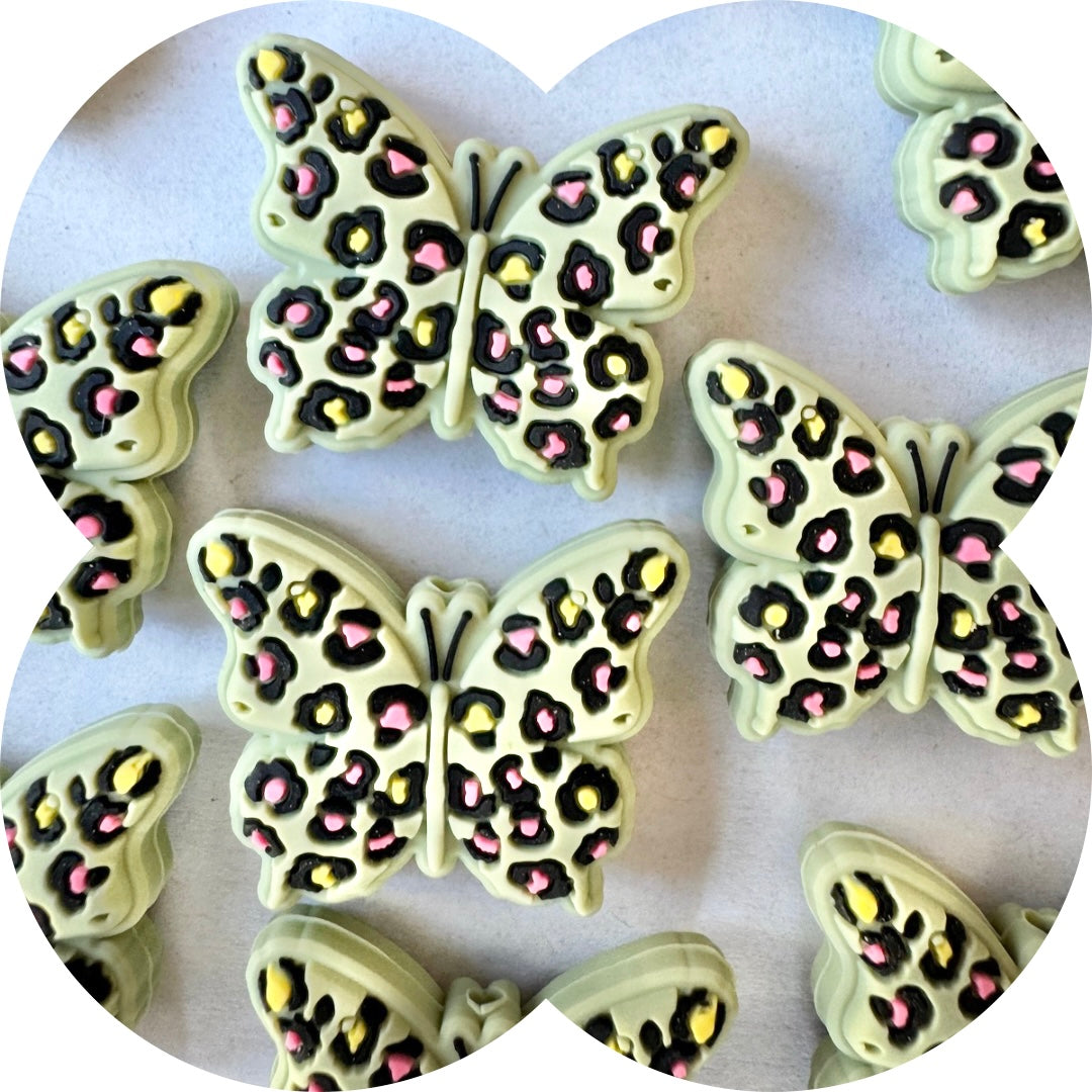 Leopard Butterfly Silicone Bead