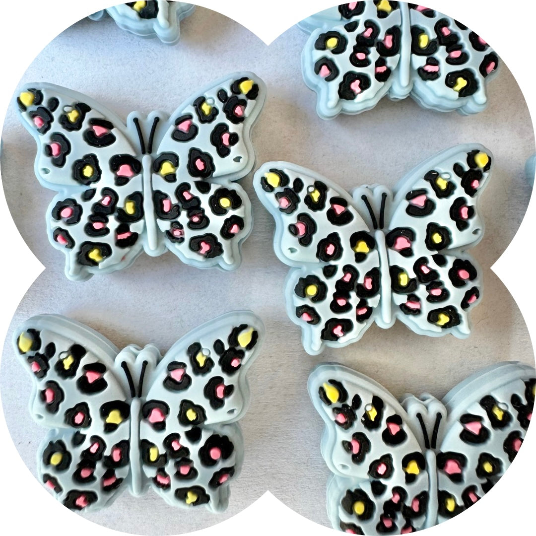 Leopard Butterfly Silicone Bead