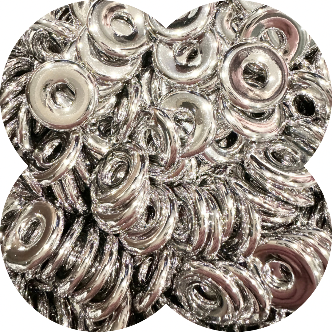 20MM FLAT COIN ACRYLIC SPACER BEADS - SILVER