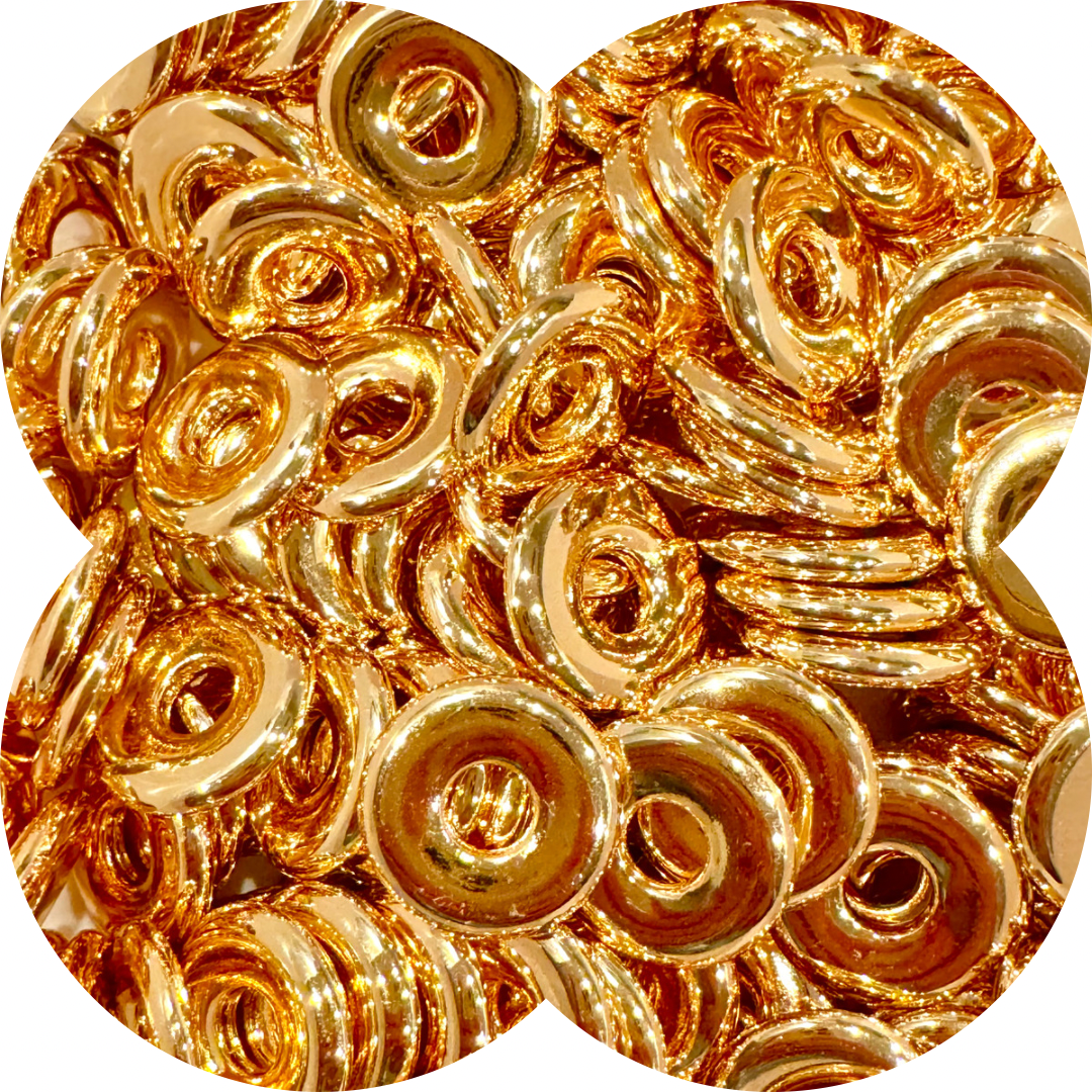 20MM FLAT COIN ACRYLIC SPACER BEADS - GOLD