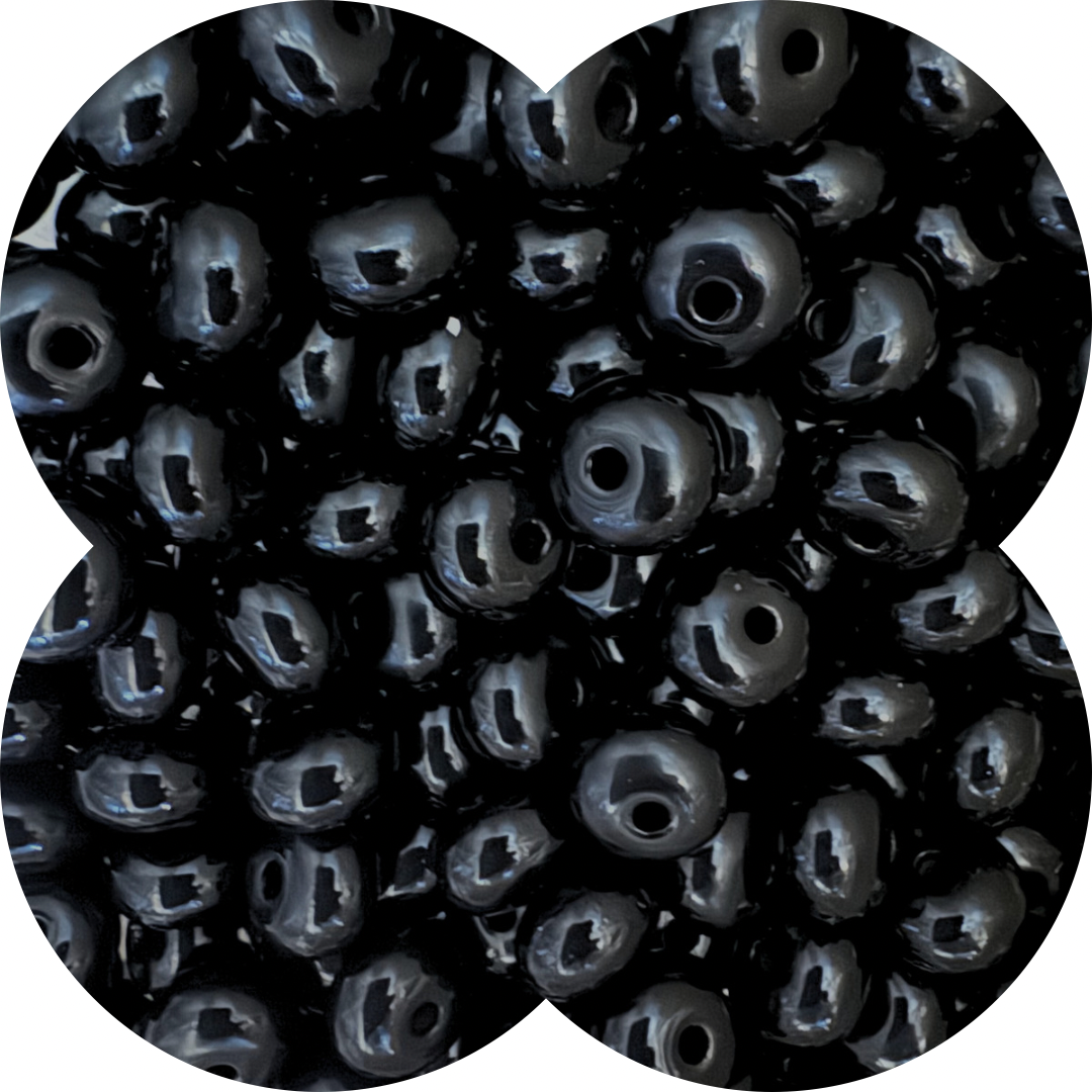 14MM ABACUS ACRYLIC SPACER BEADS - BLACK