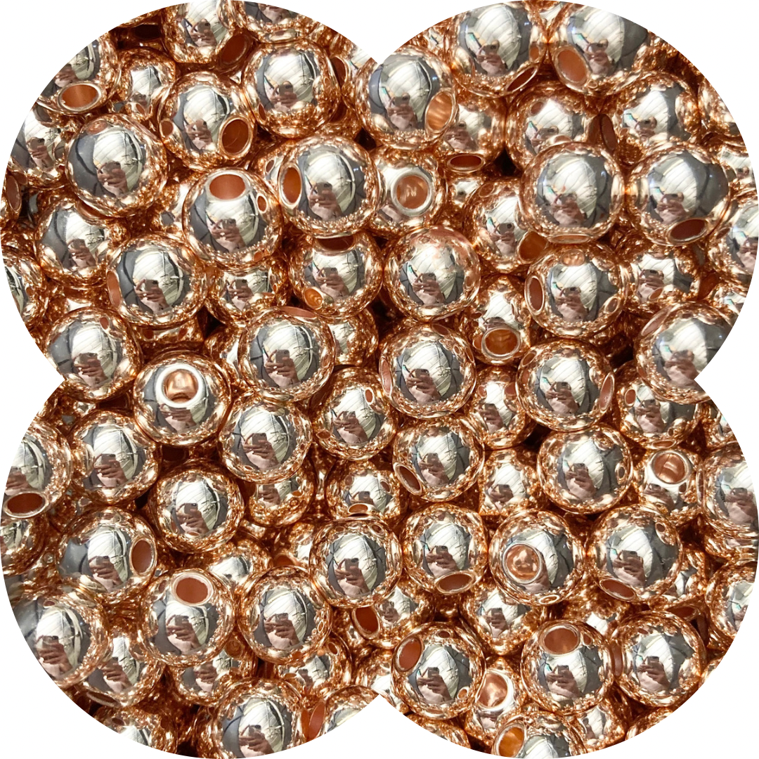 12MM ROUND ACRYLIC BEADS - ROSE GOLD LARGE HOLE