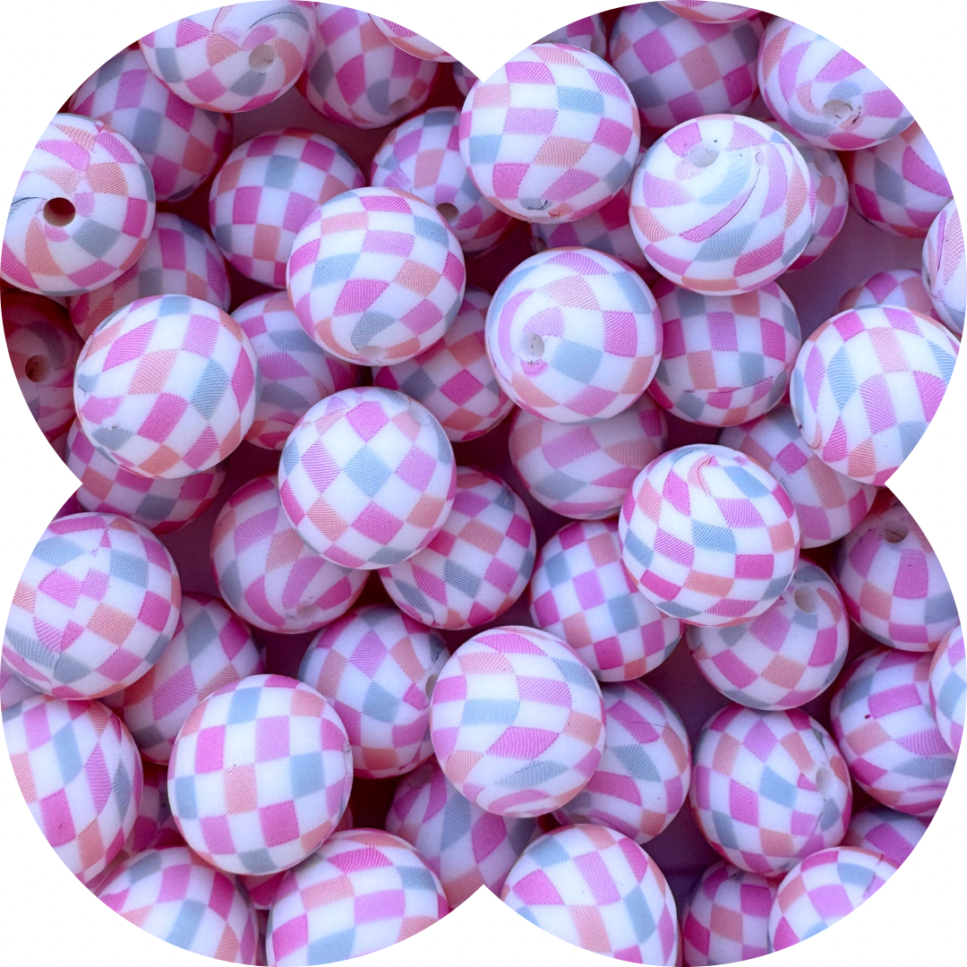 15mm Round - Rainbow Checkers