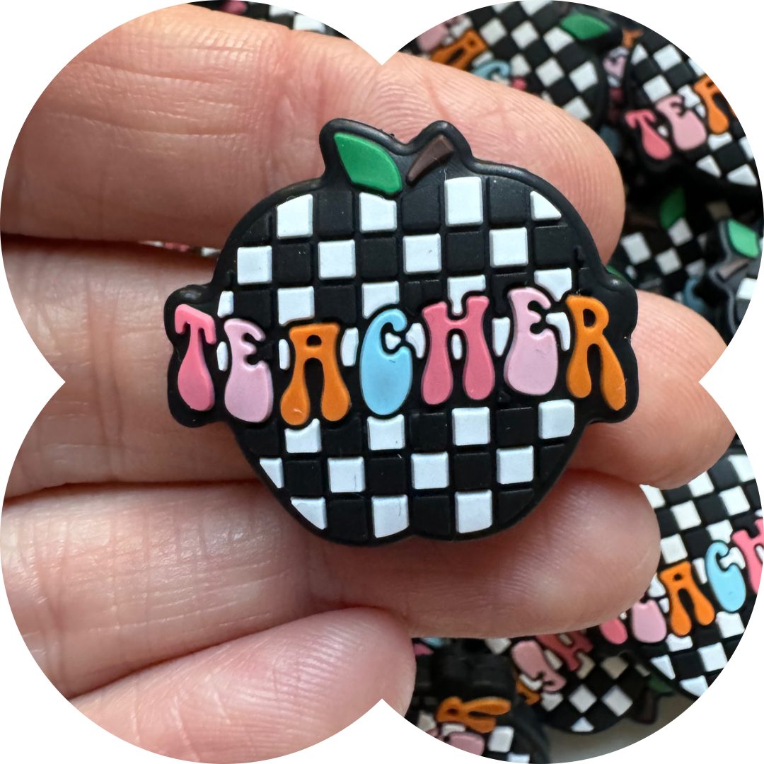 Gingham teacher Silicone Bead