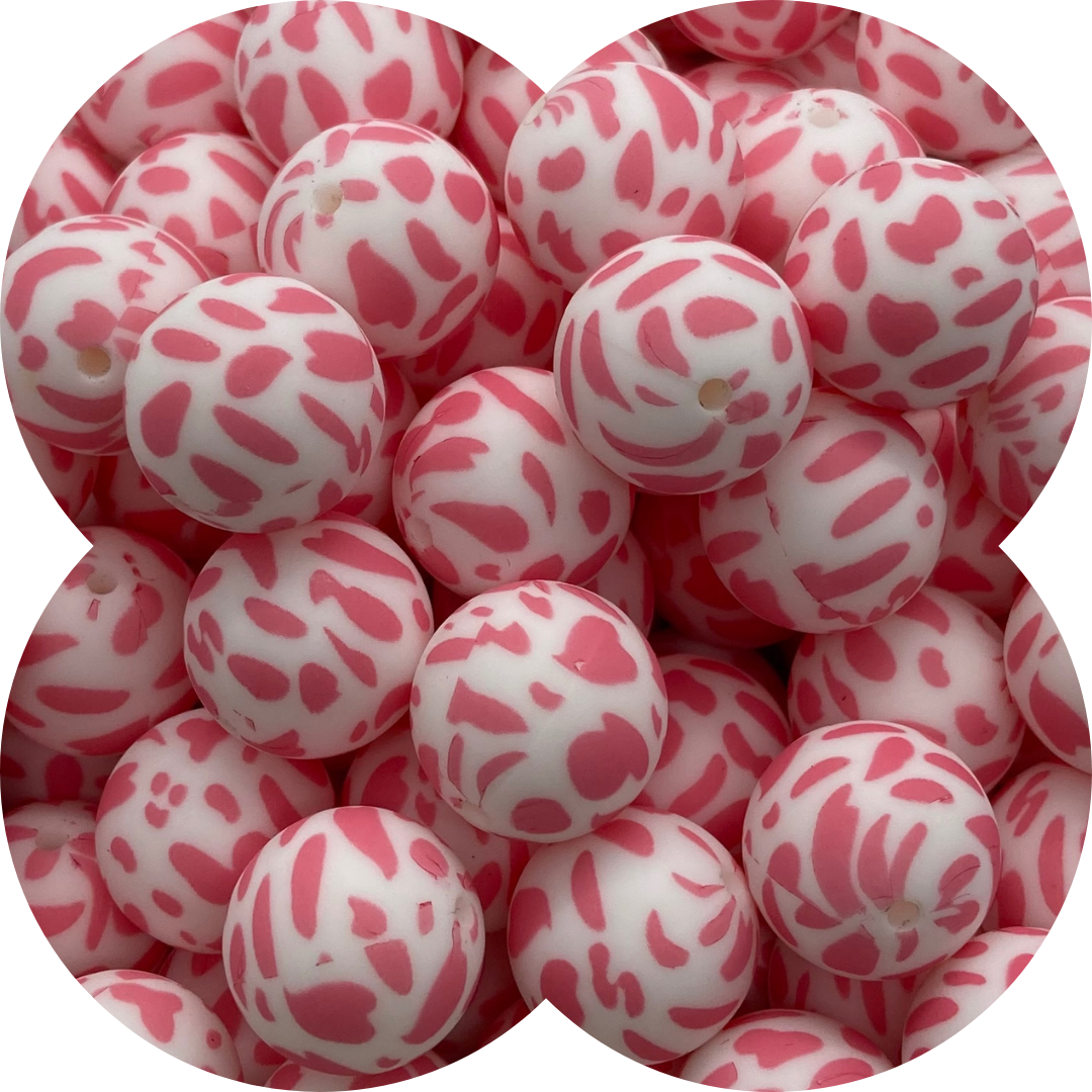 19mm Round - Deep Pink Cow