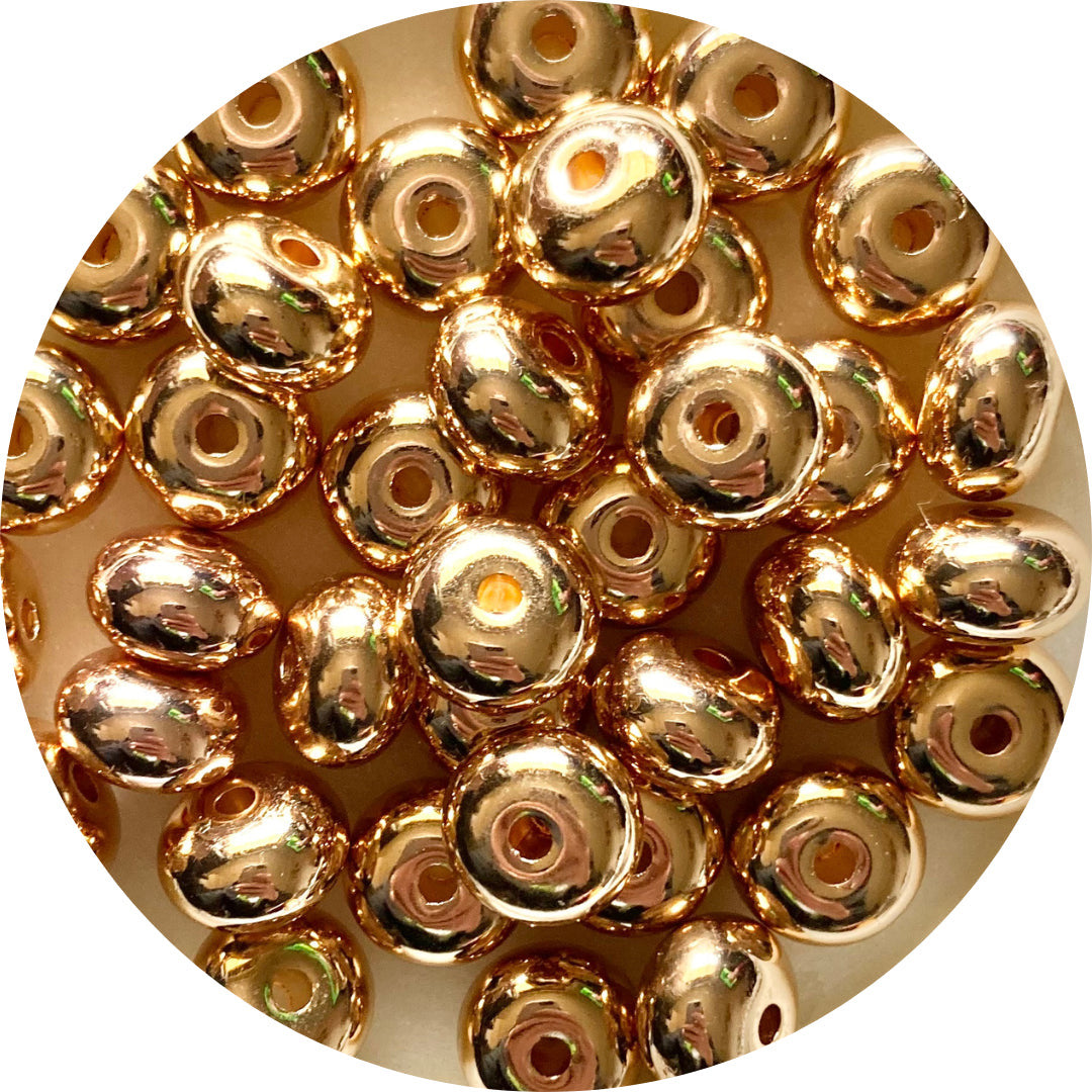 *BLEMISHED* 14MM ABACUS ACRYLIC SPACER BEADS - GOLD