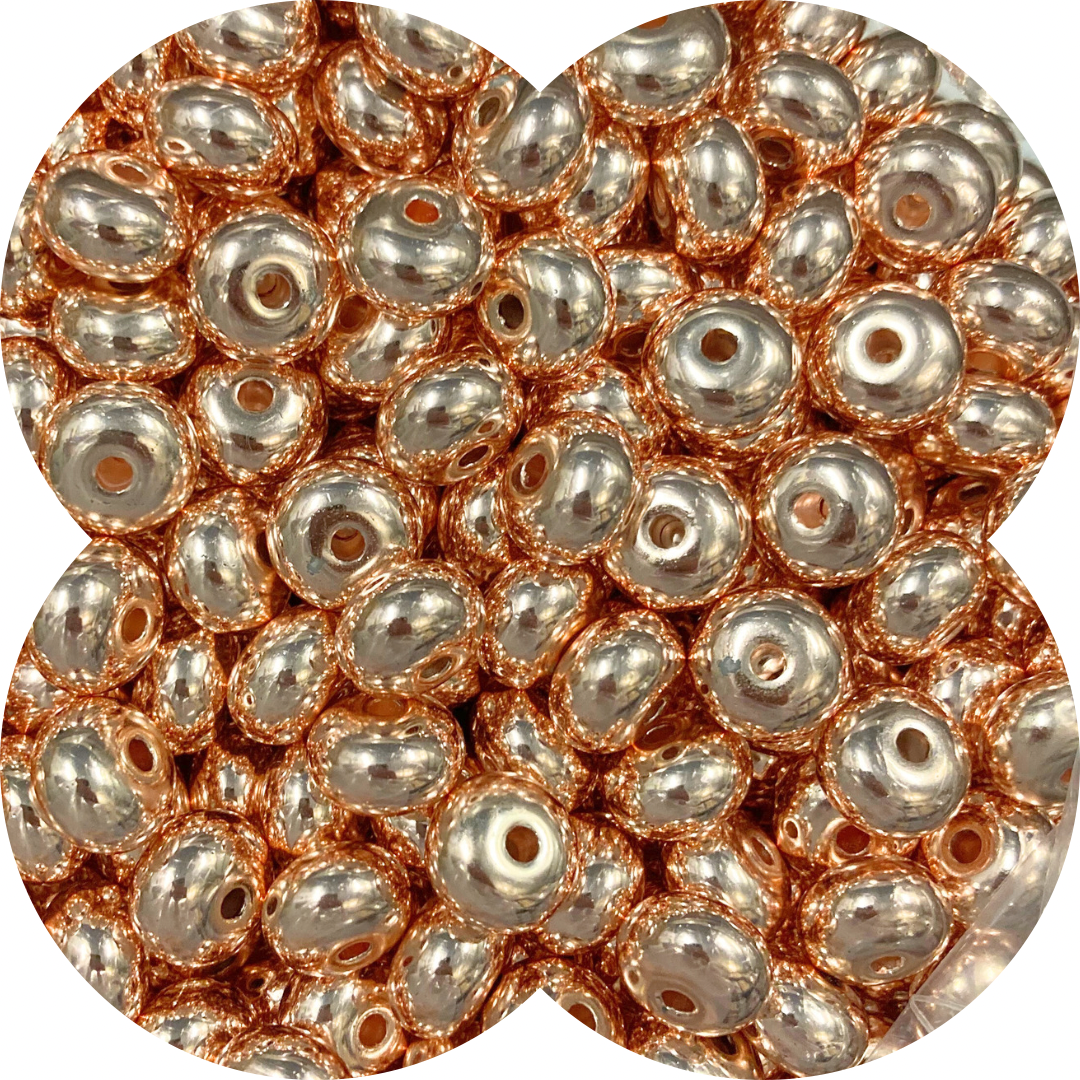 *BLEMISHED* 14MM ABACUS ACRYLIC SPACER BEADS - ROSE GOLD