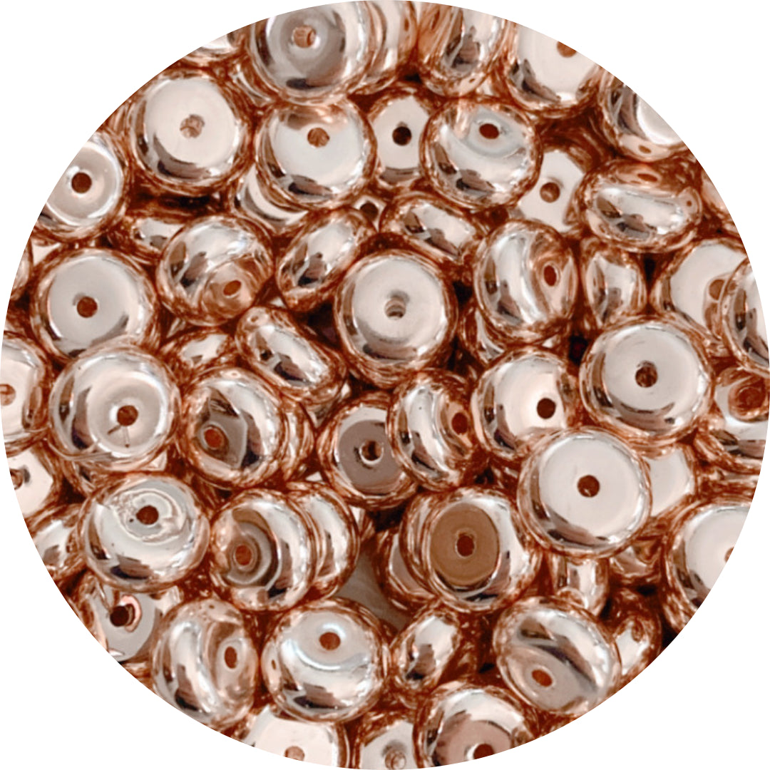 *BLEMISHED*13MM ABACUS ACRYLIC SPACER BEADS - ROSE GOLD SMALL HOLE