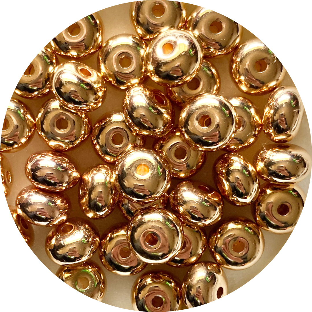 14MM ABACUS ACRYLIC SPACER BEADS - GOLD