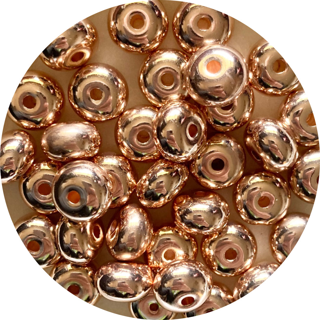 14MM ABACUS ACRYLIC SPACER BEADS - ROSE GOLD